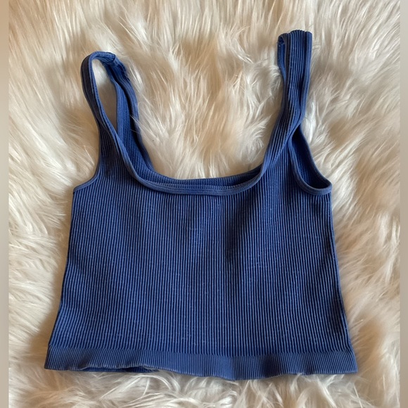 Free People Happiness Runs Square Neck Crop Tank in Blue - Picture 6 of 8